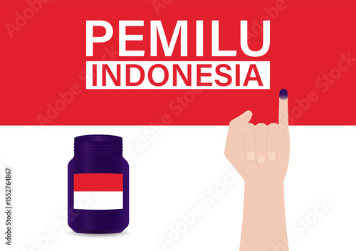 Little Finger with Purple Ink. Election in Indonesia. Election Concept. Vector Illustration.
