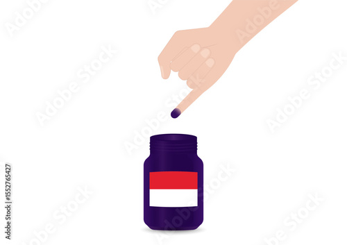 Little Finger with Purple Ink. Election in Indonesia. Election Concept. Vector Illustration.