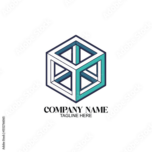 Abstract Geometric Cube: An innovative abstract cube logo design, symbolizing structure, perspective and creative conceptualization. Perfect for tech, design, or innovative brand.