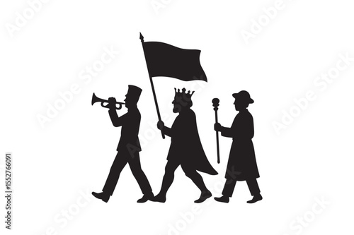 traditional parade silhouette vector art illustration on white background