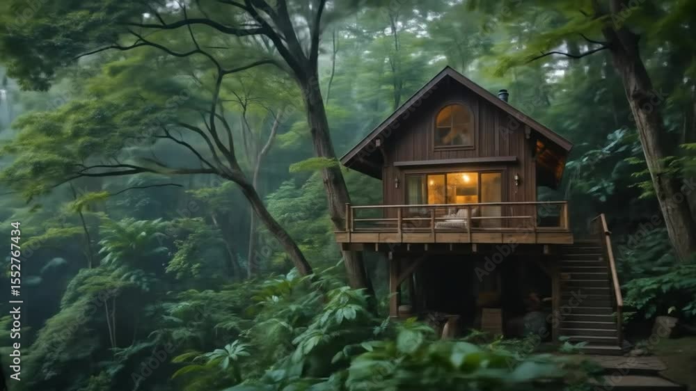 Vacation in a Remote Rainforest Treehouse. 4k video Vacation in a Remote Rainforest Treehouse. 4k video