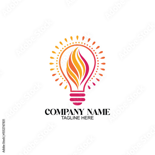 Illumination and Innovation: A stylized emblem of a light bulb with an internal flame, symbolizing creativity, ideas, and enlightenment.