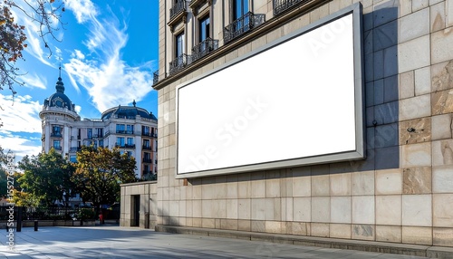 Blank Billboard on Building Exterior.