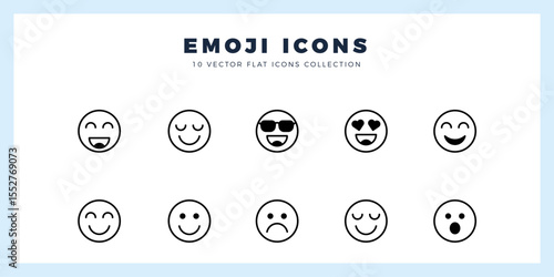 10 Emojis Lineal Fill icons pack. vector illustration.