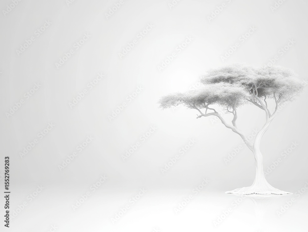 Fototapeta premium Elegant white tree in minimalist environment nature photography scene