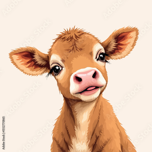 Vsai adorable calf posing with a curious expression, jersey cattle breed