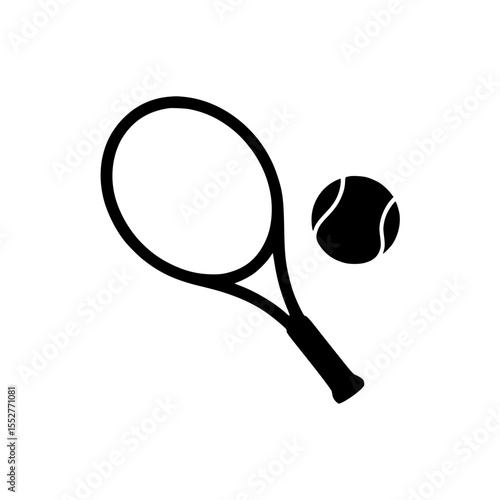 Tennis racket and ball silhouette icon