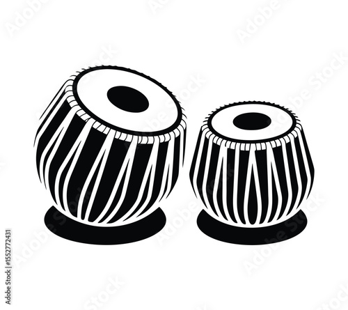 Black Tabla drums icon, a traditional Indian percussion instrument for classical music on white background