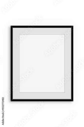 A simple black-framed picture frame with a white mat, ready for artwork or photographs.