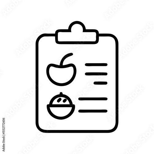 Diet Plan Icon – Healthy Food Checklist on Clipboard Line Symbol