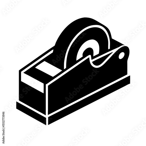 Isometric view of a tape dispenser isolated on white background