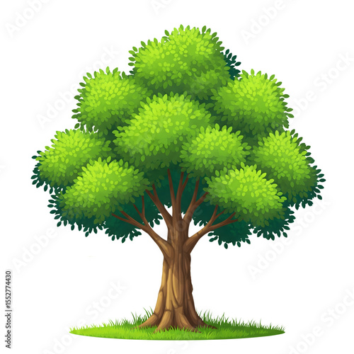 Lush Green Tree Cartoon Illustration isolated on a transparent background cartoon tree