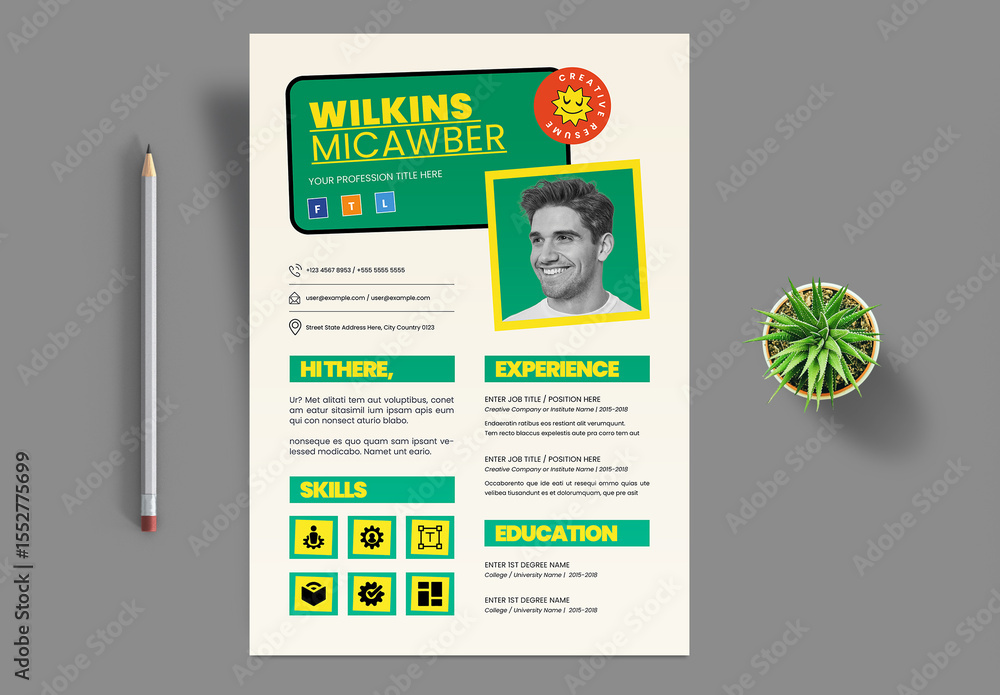 Cv Sticker Sticker Resume Template Design Stock Template | Adobe Stock