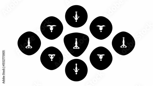  "Circle of Mythos: A Symmetrical Assembly of Symbolic Figures Hinting at Totemic Identity, Code, and Collective Archetypes."