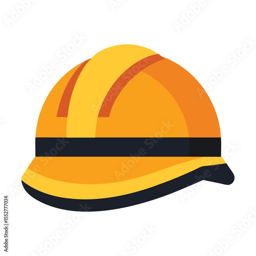 Yellow and orange construction hard hat with black band