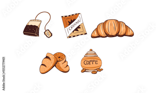 Breakfast Bakery and Beverage Illustration