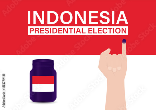 Little Finger with Purple Ink. Election in Indonesia. Election Concept. Vector Illustration.