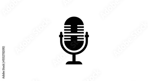 Classic Black Retro Microphone Icon:  Solid, upright, simple design.