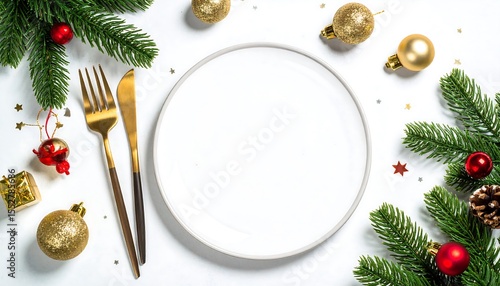 Christmas table setting with plate  decor.