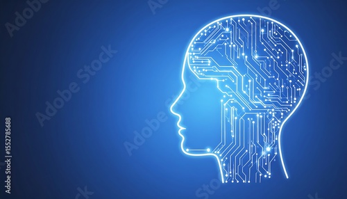 Wallpaper Mural Circuit board brain illustration with blue background. Torontodigital.ca