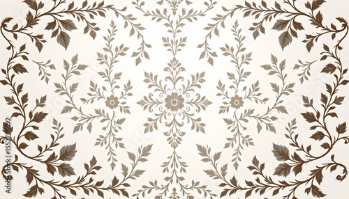 an elegant, framed wall decoration featuring a repeating floral pattern with a central diamond motif