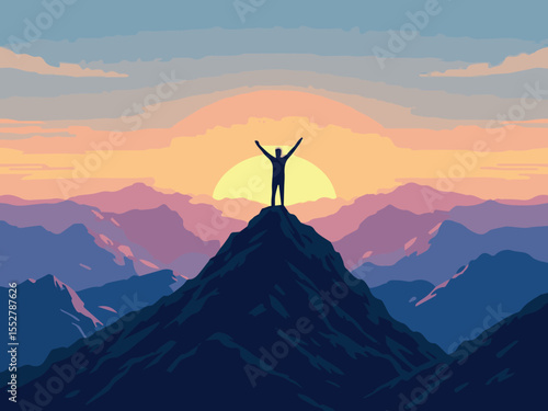 Victory Pose at Sunset