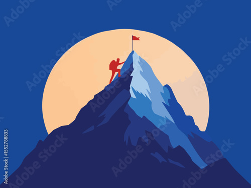 Climber Reaching Flag