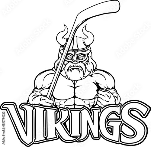 A viking man ice hockey sports team cartoon mascot
