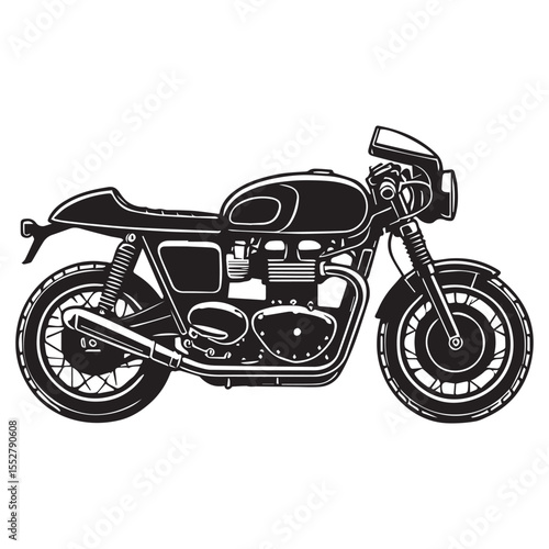 Racing Motorcycle Silhouette Art for Retro Design Projects

