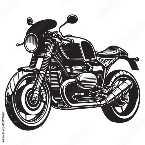 Retro Racing Motorcycle Illustration for Digital Art Use

