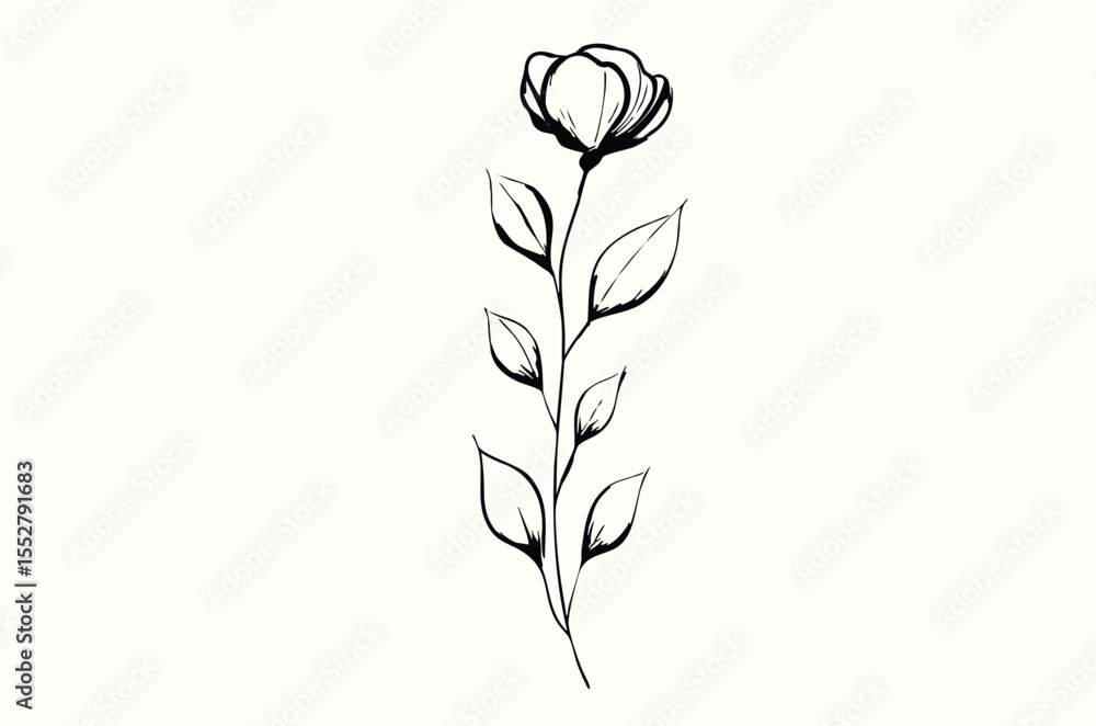 Obraz premium Simple Hand-Drawn Rose Illustration
