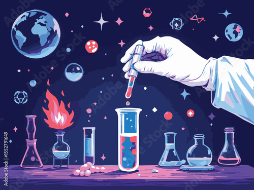 scientist in laboratory with test tubes