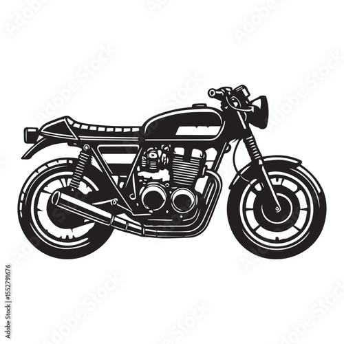 Retro Motorcycle Silhouette Clipart for DIY Art Projects

