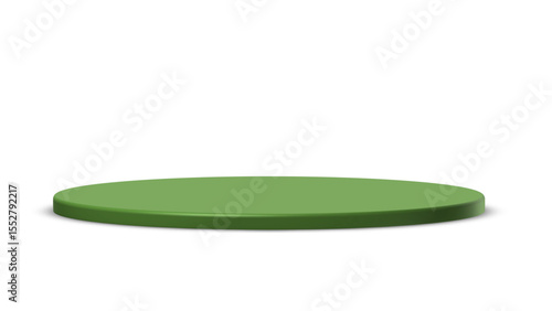 Transparent Background: Simple green circular podium with a subtle shadow, ideal for product display, eco-friendly themes, or minimalist presentations.

