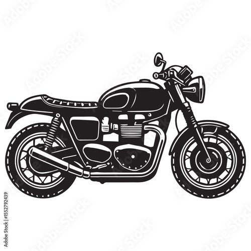 Vintage Motorcycle Line Drawing Clipart for Crafts

