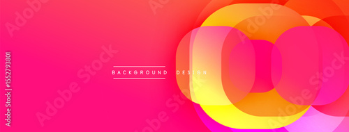 Abstract vibrant layers create dynamic gradient effect. Pink, orange, yellow hues blend smoothly. Modern design element.