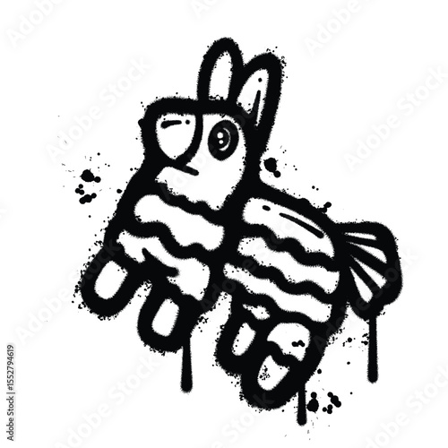 Graffiti Spray donkey on isolated white background