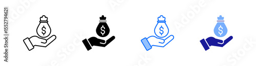 Savings Multiple Style Icon Set Vector 