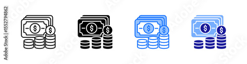 Wealth Multiple Style Icon Set Vector 