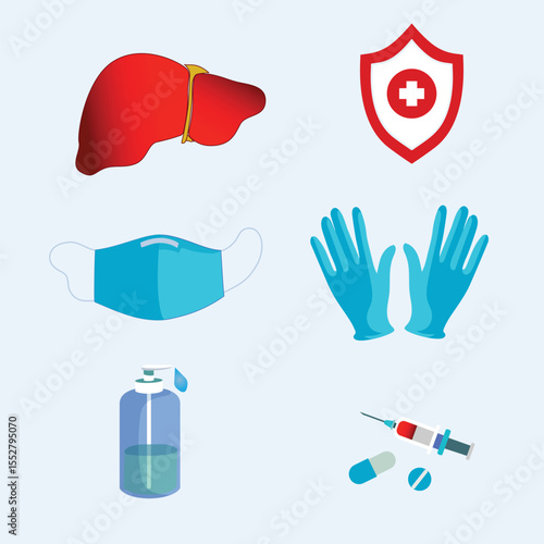 Bundle of set design vector illustration flat icons world world hepatitis day concept