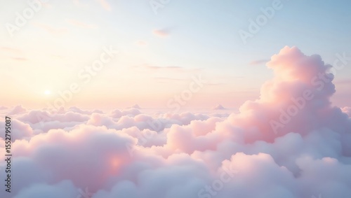 Sky with pink clouds at sunrise or sunset