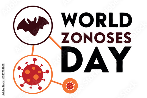World Zoonoses Day bat and virus icons zoonotic diseases