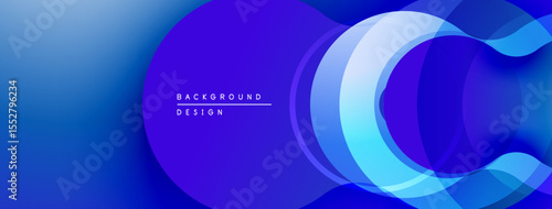 Abstract blue gradient background. Overlapping translucent shapes create dynamic visual effect. Modern design element for digital projects.