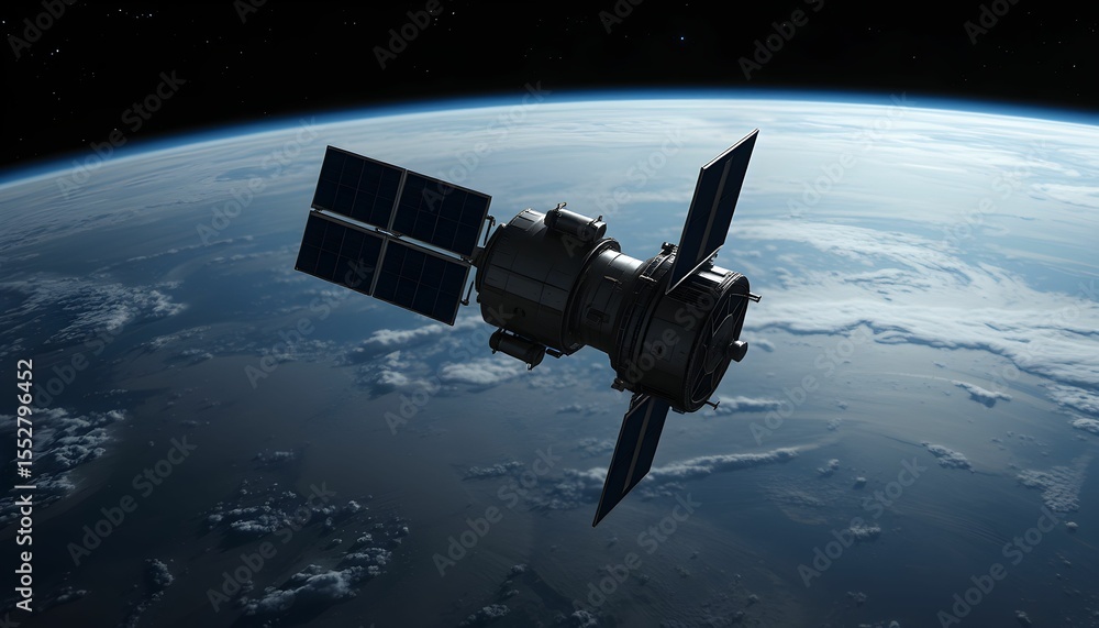 Obraz premium satellite orbiting earth