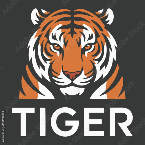 Illustration of a tiger head with orange and black stripes