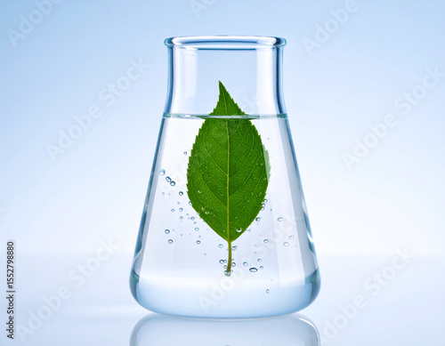 Green Leaf in Erlenmeyer Flask Exploring Nature's Chemistry