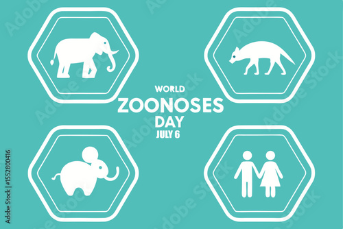 World Zoonoses Day July 6 Elephant and Human Icons
