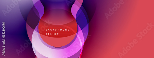 Abstract layers create vibrant circular design. Purple, pink, red hues blend smoothly. Modern background for digital projects.