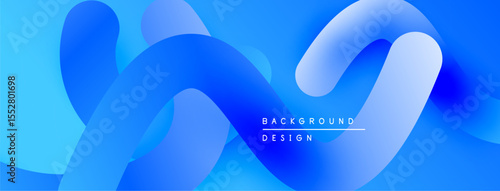 Abstract blue fluid shapes create dynamic background. Smooth gradients, flowing forms suggest movement, depth. Modern design element.