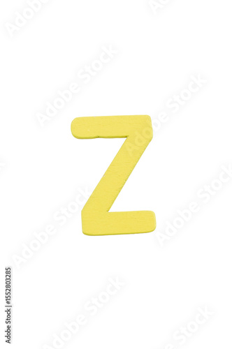 lettera alfabeto Z realizzata in legno colorato isolata su sfondo bianco o trasparente